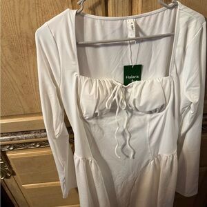 White Long Sleeve Dress by Halara